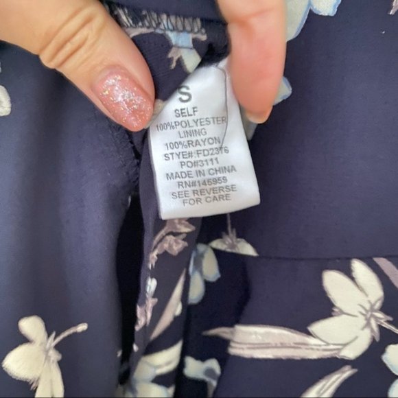 DRESS FORUM Blue Floral Sleeveless Ruffle Tie Mini Dress - Picture 6 of 13